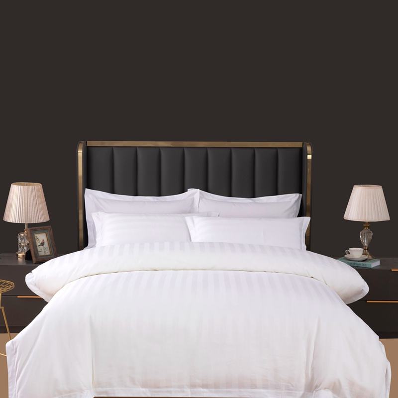 3cm Sateen Stripe Plain White 6080S 100% Cotton Set Cadar Bilik Tidur Hotel
