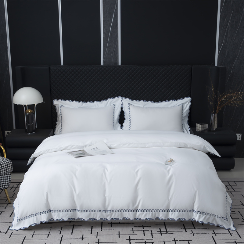 Rekaan Potongan Sulaman Indah Set Tempat Tidur Sateen Kapas 350TC